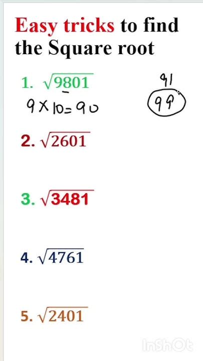 Square Root of 4 Digit Numbers Quiz .